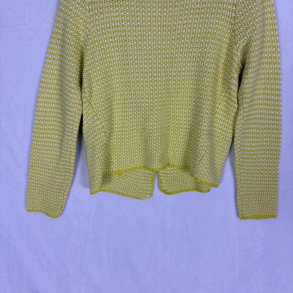 Boden Yellow & White Striped Knit 100% Cotton Open Blazer Jacket Size US 10 - Picture 10 of 12